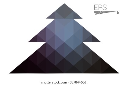 Dark blue low polygon style christmas tree vector illustration consisting of triangles . Abstract triangular polygonal origami or crystal design of New Years celebration. Isolated on white background.
