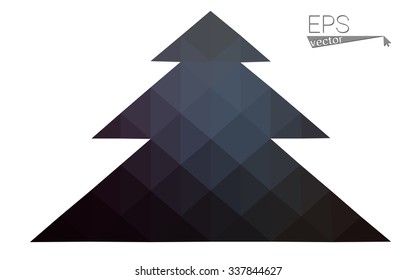 Dark blue low polygon style christmas tree vector illustration consisting of triangles . Abstract triangular polygonal origami or crystal design of New Years celebration. Isolated on white background.