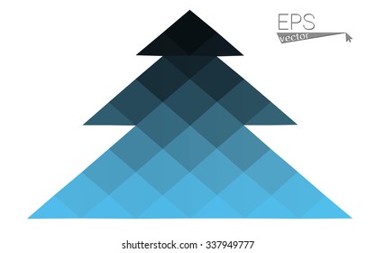Dark blue low polygon style christmas tree vector illustration consisting of triangles . Abstract triangular polygonal origami or crystal design of New Years celebration. Isolated on white background.