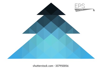 Dark blue low polygon style christmas tree vector illustration consisting of triangles . Abstract triangular polygonal origami or crystal design of New Years celebration. Isolated on white background.