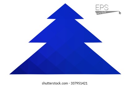 Dark blue low polygon style christmas tree vector illustration consisting of triangles . Abstract triangular polygonal origami or crystal design of New Years celebration. Isolated on white background.
