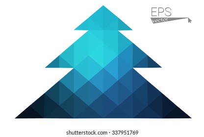 Dark blue low polygon style christmas tree vector illustration consisting of triangles . Abstract triangular polygonal origami or crystal design of New Years celebration. Isolated on white background.