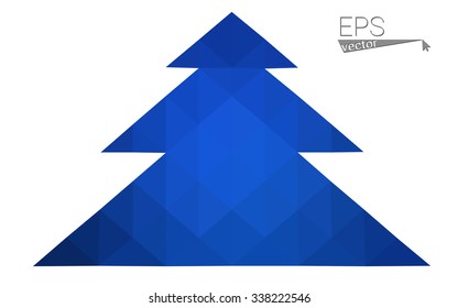 Dark blue low polygon style christmas tree vector illustration consisting of triangles . Abstract triangular polygonal origami or crystal design of New Years celebration. Isolated on white background.