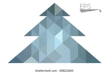 Dark blue low polygon style christmas tree vector illustration consisting of triangles . Abstract triangular polygonal origami or crystal design of New Years celebration. Isolated on white background.