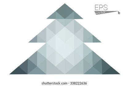 Dark blue low polygon style christmas tree vector illustration consisting of triangles . Abstract triangular polygonal origami or crystal design of New Years celebration. Isolated on white background.
