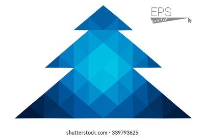 Dark blue low polygon style christmas tree vector illustration consisting of triangles . Abstract triangular polygonal origami or crystal design of New Years celebration. Isolated on white background.