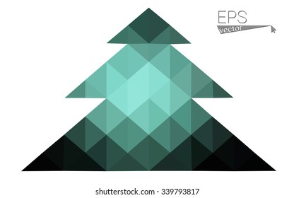 Dark blue low polygon style christmas tree vector illustration consisting of triangles . Abstract triangular polygonal origami or crystal design of New Years celebration. Isolated on white background.