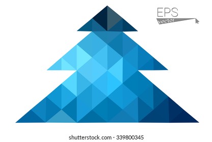 Dark blue low polygon style christmas tree vector illustration consisting of triangles . Abstract triangular polygonal origami or crystal design of New Years celebration. Isolated on white background.