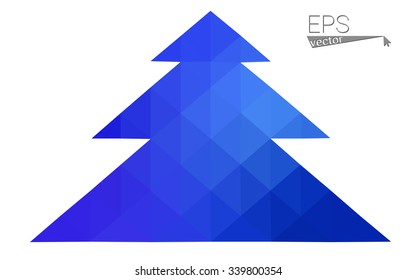 Dark blue low polygon style christmas tree vector illustration consisting of triangles . Abstract triangular polygonal origami or crystal design of New Years celebration. Isolated on white background.
