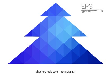 Dark blue low polygon style christmas tree vector illustration consisting of triangles . Abstract triangular polygonal origami or crystal design of New Years celebration. Isolated on white background.