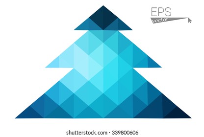 Dark blue low polygon style christmas tree vector illustration consisting of triangles . Abstract triangular polygonal origami or crystal design of New Years celebration. Isolated on white background.