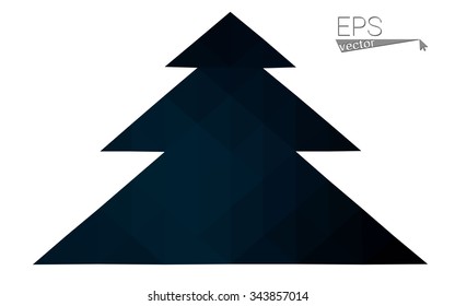 Dark blue low polygon style christmas tree vector illustration consisting of triangles . Abstract triangular polygonal origami or crystal design of New Years celebration. Isolated on white background.