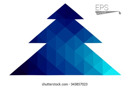 Dark blue low polygon style christmas tree vector illustration consisting of triangles . Abstract triangular polygonal origami or crystal design of New Years celebration. Isolated on white background.