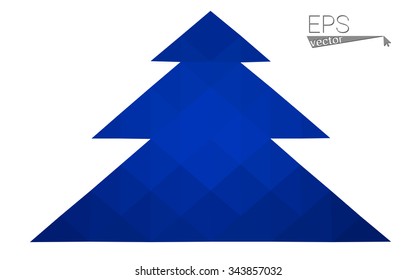 Dark blue low polygon style christmas tree vector illustration consisting of triangles . Abstract triangular polygonal origami or crystal design of New Years celebration. Isolated on white background. Dark blue low polygon style christmas tree vector illustration consisting of triangles . Abstract triangular polygonal origami or crystal design of New Years celebration. Isolated on white background.