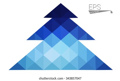Dark blue low polygon style christmas tree vector illustration consisting of triangles . Abstract triangular polygonal origami or crystal design of New Years celebration. Isolated on white background.