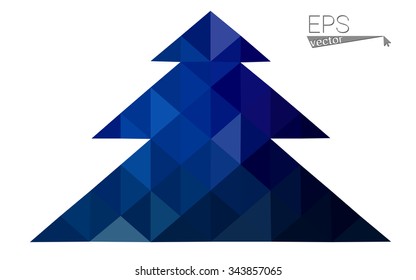 Dark blue low polygon style christmas tree vector illustration consisting of triangles . Abstract triangular polygonal origami or crystal design of New Years celebration. Isolated on white background. Dark blue low polygon style christmas tree vector illustration consisting of triangles . Abstract triangular polygonal origami or crystal design of New Years celebration. Isolated on white background.