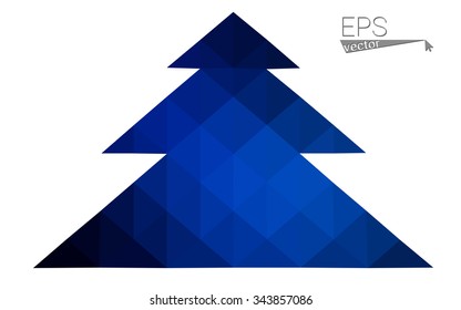 Dark blue low polygon style christmas tree vector illustration consisting of triangles . Abstract triangular polygonal origami or crystal design of New Years celebration. Isolated on white background. Dark blue low polygon style christmas tree vector illustration consisting of triangles . Abstract triangular polygonal origami or crystal design of New Years celebration. Isolated on white background.