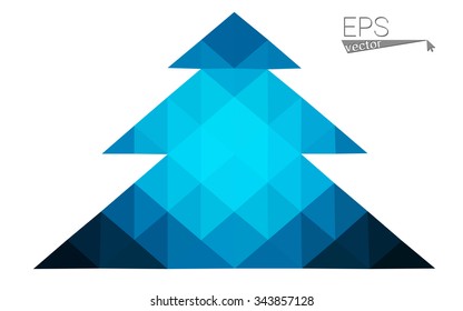 Dark blue low polygon style christmas tree vector illustration consisting of triangles . Abstract triangular polygonal origami or crystal design of New Years celebration. Isolated on white background. Dark blue low polygon style christmas tree vector illustration consisting of triangles . Abstract triangular polygonal origami or crystal design of New Years celebration. Isolated on white background.