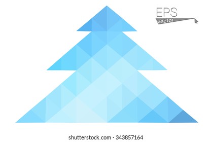 Dark blue low polygon style christmas tree vector illustration consisting of triangles . Abstract triangular polygonal origami or crystal design of New Years celebration. Isolated on white background.