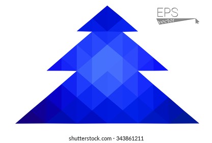 Dark blue low polygon style christmas tree vector illustration consisting of triangles . Abstract triangular polygonal origami or crystal design of New Years celebration. Isolated on white background.