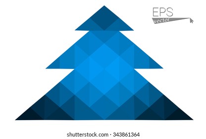 Dark blue low polygon style christmas tree vector illustration consisting of triangles . Abstract triangular polygonal origami or crystal design of New Years celebration. Isolated on white background.