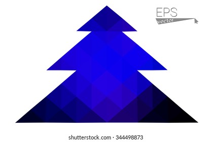 Dark blue low polygon style christmas tree vector illustration consisting of triangles . Abstract triangular polygonal origami or crystal design of New Years celebration. Isolated on white background.