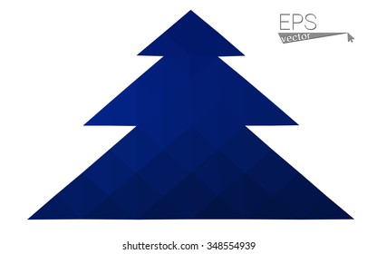 Dark blue low polygon style christmas tree vector illustration consisting of triangles . Abstract triangular polygonal origami or crystal design of New Years celebration. Isolated on white background.