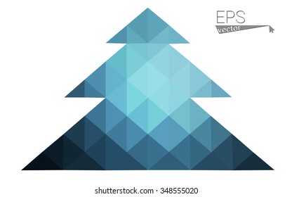 Dark blue low polygon style christmas tree vector illustration consisting of triangles . Abstract triangular polygonal origami or crystal design of New Years celebration. Isolated on white background.