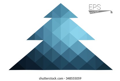 Dark blue low polygon style christmas tree vector illustration consisting of triangles . Abstract triangular polygonal origami or crystal design of New Years celebration. Isolated on white background.