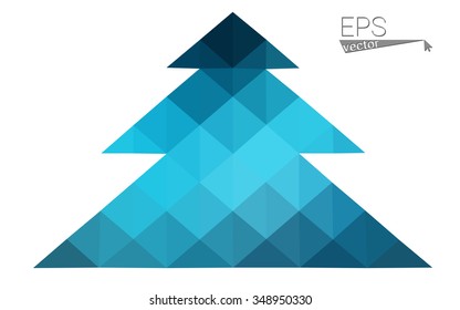 Dark blue low polygon style christmas tree vector illustration consisting of triangles . Abstract triangular polygonal origami or crystal design of New Years celebration. Isolated on white background.