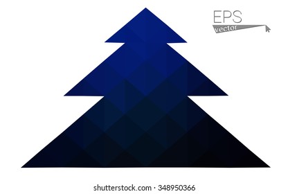Dark blue low polygon style christmas tree vector illustration consisting of triangles . Abstract triangular polygonal origami or crystal design of New Years celebration. Isolated on white background. Dark blue low polygon style christmas tree vector illustration consisting of triangles . Abstract triangular polygonal origami or crystal design of New Years celebration. Isolated on white background.