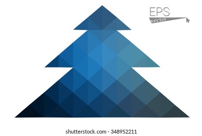 Dark blue low polygon style christmas tree vector illustration consisting of triangles . Abstract triangular polygonal origami or crystal design of New Years celebration. Isolated on white background.