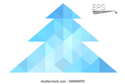 Dark blue low polygon style christmas tree vector illustration consisting of triangles . Abstract triangular polygonal origami or crystal design of New Years celebration. Isolated on white background.