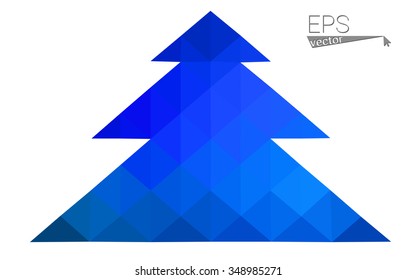 Dark blue low polygon style christmas tree vector illustration consisting of triangles . Abstract triangular polygonal origami or crystal design of New Years celebration. Isolated on white background.