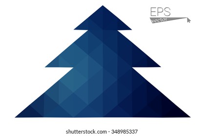Dark blue low polygon style christmas tree vector illustration consisting of triangles . Abstract triangular polygonal origami or crystal design of New Years celebration. Isolated on white background.