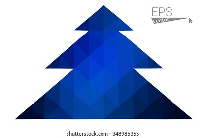 Dark blue low polygon style christmas tree vector illustration consisting of triangles . Abstract triangular polygonal origami or crystal design of New Years celebration. Isolated on white background. Dark blue low polygon style christmas tree vector illustration consisting of triangles . Abstract triangular polygonal origami or crystal design of New Years celebration. Isolated on white background.