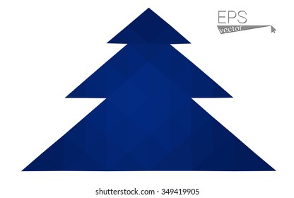 Dark blue low polygon style christmas tree vector illustration consisting of triangles . Abstract triangular polygonal origami or crystal design of New Years celebration. Isolated on white background.