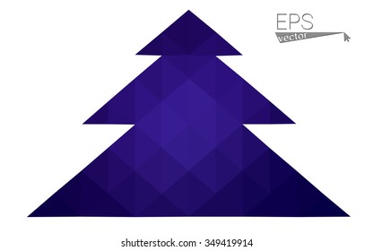 Dark blue low polygon style christmas tree vector illustration consisting of triangles . Abstract triangular polygonal origami or crystal design of New Years celebration. Isolated on white background.