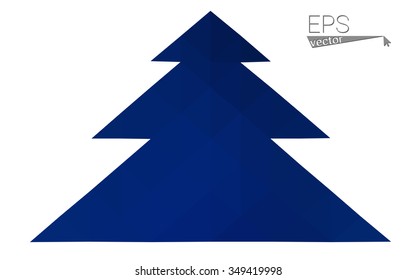 Dark blue low polygon style christmas tree vector illustration consisting of triangles . Abstract triangular polygonal origami or crystal design of New Years celebration. Isolated on white background.