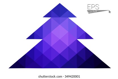 Dark blue low polygon style christmas tree vector illustration consisting of triangles . Abstract triangular polygonal origami or crystal design of New Years celebration. Isolated on white background.