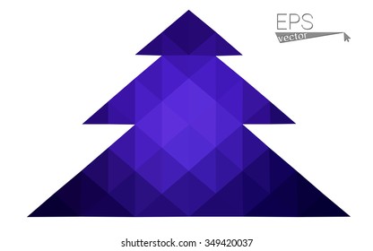Dark blue low polygon style christmas tree vector illustration consisting of triangles . Abstract triangular polygonal origami or crystal design of New Years celebration. Isolated on white background.