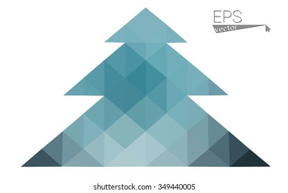 Dark blue low polygon style christmas tree vector illustration consisting of triangles . Abstract triangular polygonal origami or crystal design of New Years celebration. Isolated on white background.