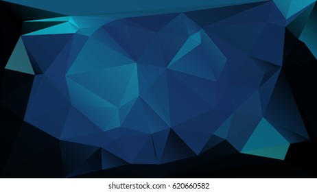 Dark blue low polygonal texture abstract vector background. Gradient futuristic space backdrop. Horizontal layout blueish polygons.