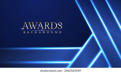 Fondo gráfico de premios de lujo azul oscuro con efectos de brillo de neón ligero elegante. Plantilla de diseño abstracto corporativo de Premium. Forma dinámica de certificado de Anuncio.