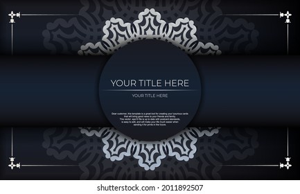 Dark blue luxury background with abstract ornament. Elegant and classic vector elements ready for print and typography.