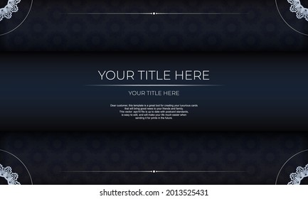 Dark blue luxury background with abstract ornament. Elegant and classic vector elements ready for print and typography.