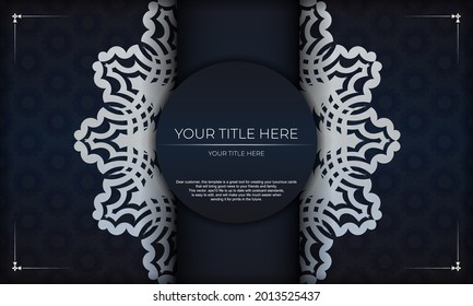 Dark blue luxury background with abstract ornament. Elegant and classic vector elements with space for your text.