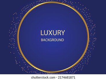 Dark blue luxury background with beautiful modern shiny gold circle elements, creative conceptual background design.