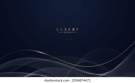 Dark blue luxury background illustration with gold lines.