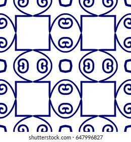 Dark blue luxury background seamless with ornamental pattern on white